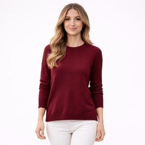 Antonio Melani Cashmere Crewneck Sweater with Side Slits Maroon Size Small
